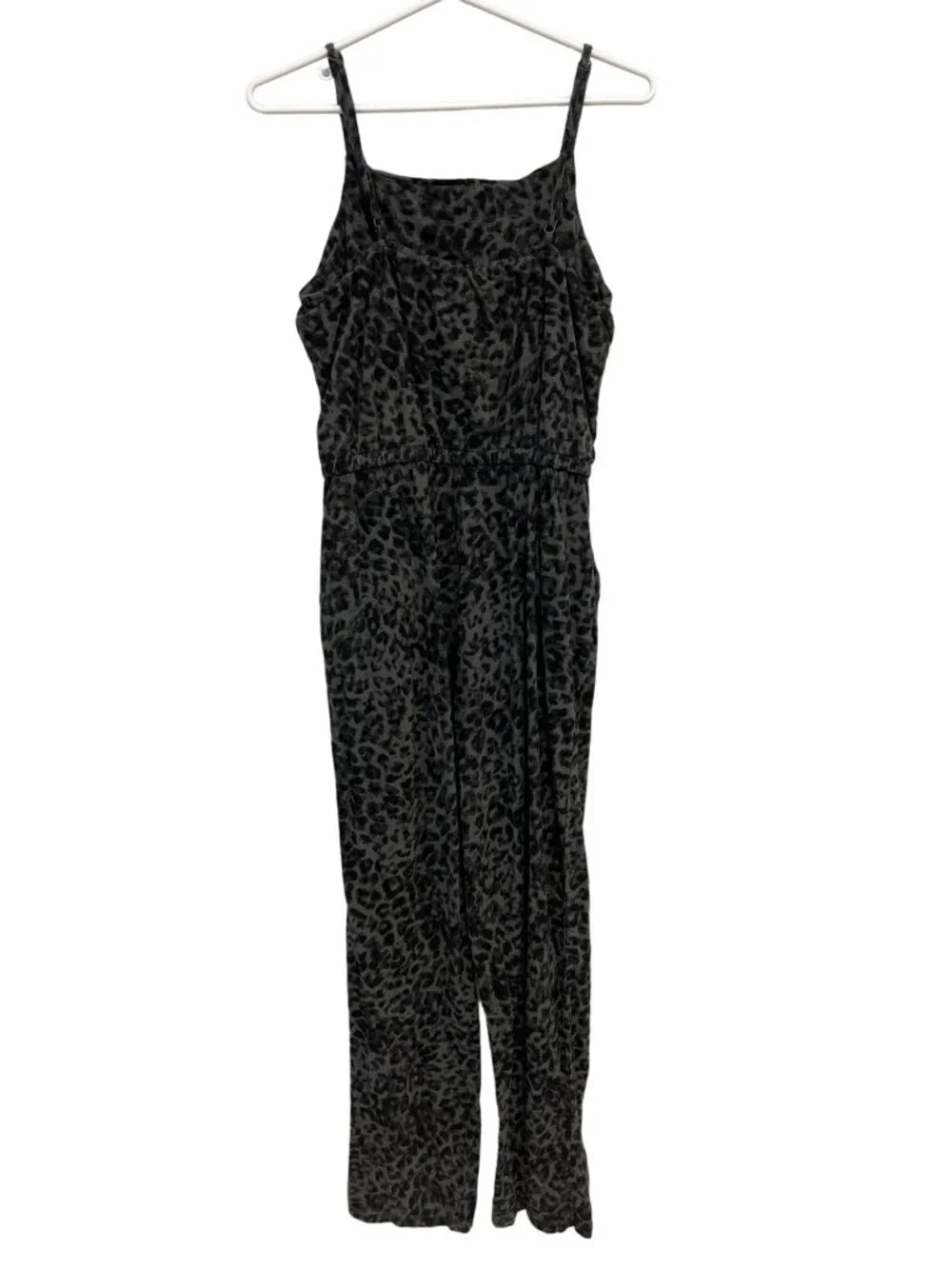Old Navy Jumpsuit Medium Tall Sleeveless Leopard Animal Print Gray Black Trendy - Picture 3 of 9